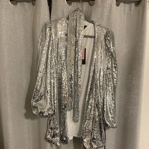 Sequin Long Sleeve Dress w/ Belt - Picture 5 of 14